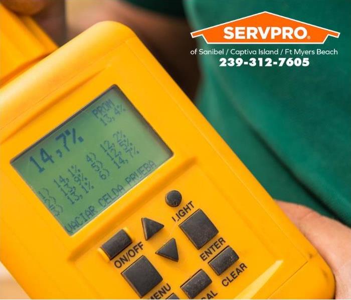 A technician uses a hygrometer to measure how much water the air contains.